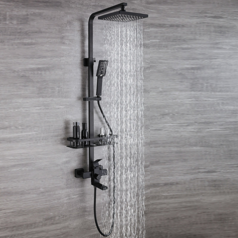 花洒黑色淋浴套装家用欧式浴室卫生间沐浴雨淋普通花洒套装