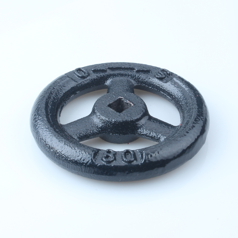 手轮平面实心铸铁方孔烤漆船用直径阀门手柄手轮