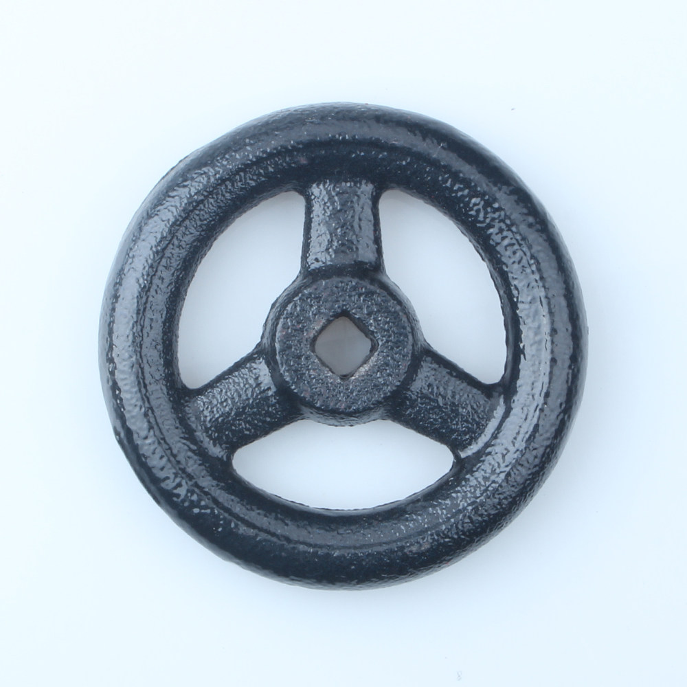 手轮平面实心铸铁方孔烤漆船用直径阀门手柄手轮