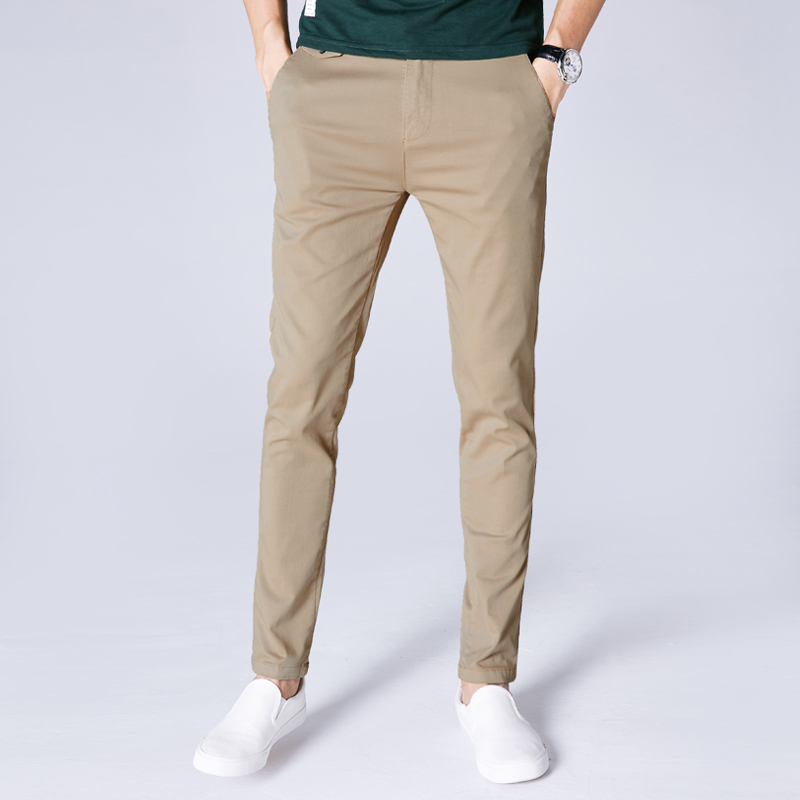 男士裤子修身小脚夏季洗水长裤收腿显瘦纯棉弹力潮流百搭男休闲裤