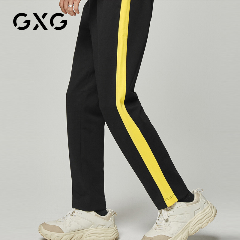 【特价】GXG男装 2021秋季韩版时尚黑色潮流长裤休闲裤GY102424GV