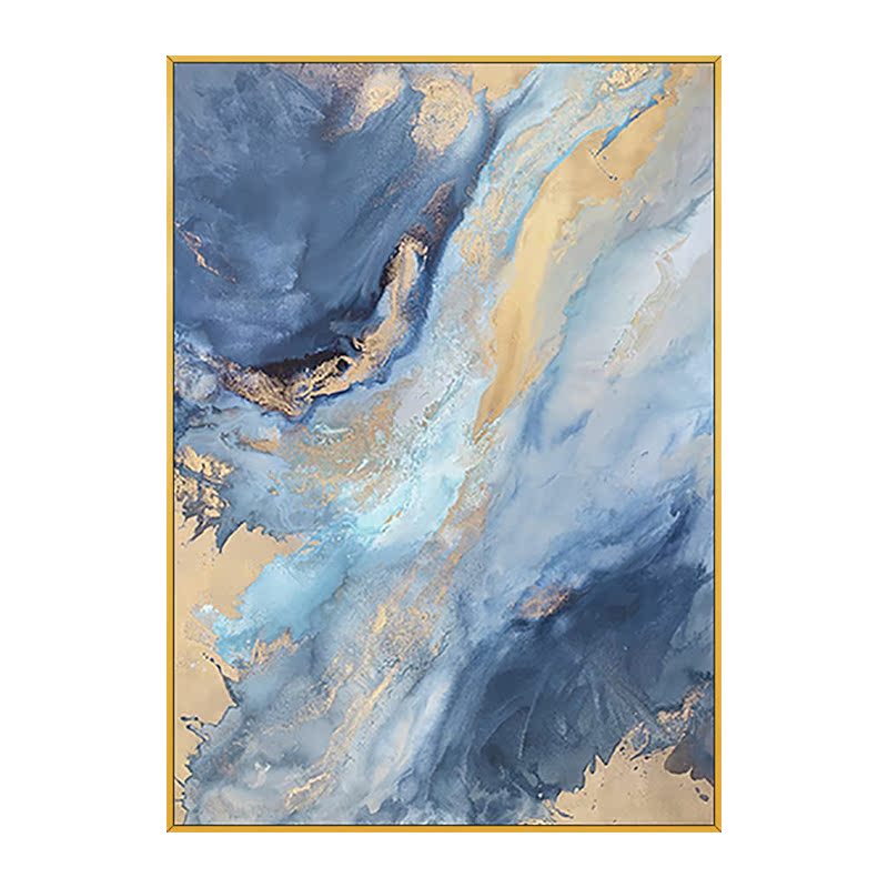 泛画艺手绘抽象油画现代简约金色轻奢欧式玄关装饰画油画