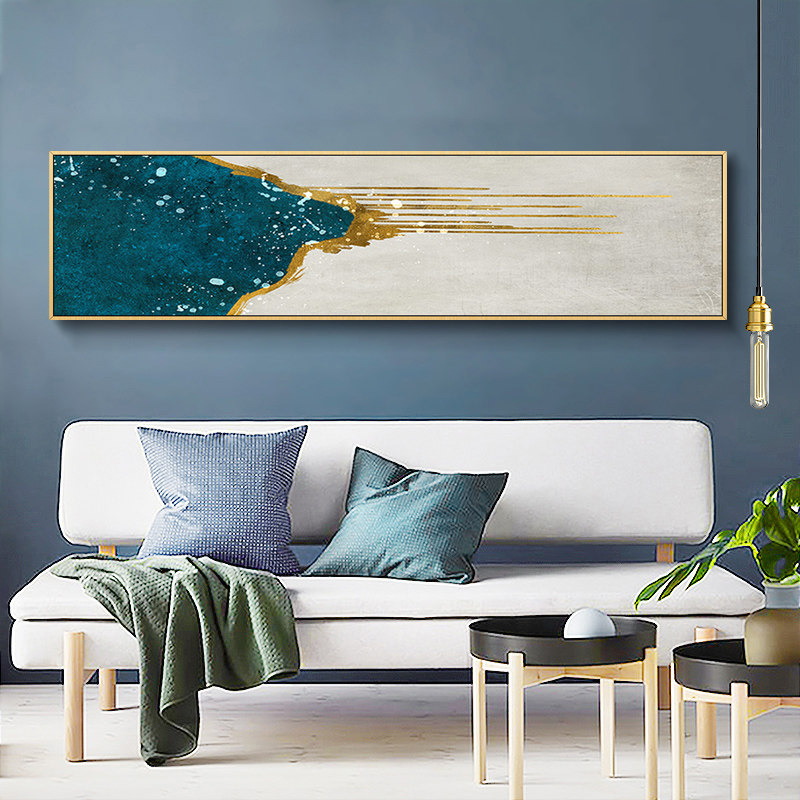 手绘抽象油画客厅卧室装饰画现代简约简欧欧式长型油画
