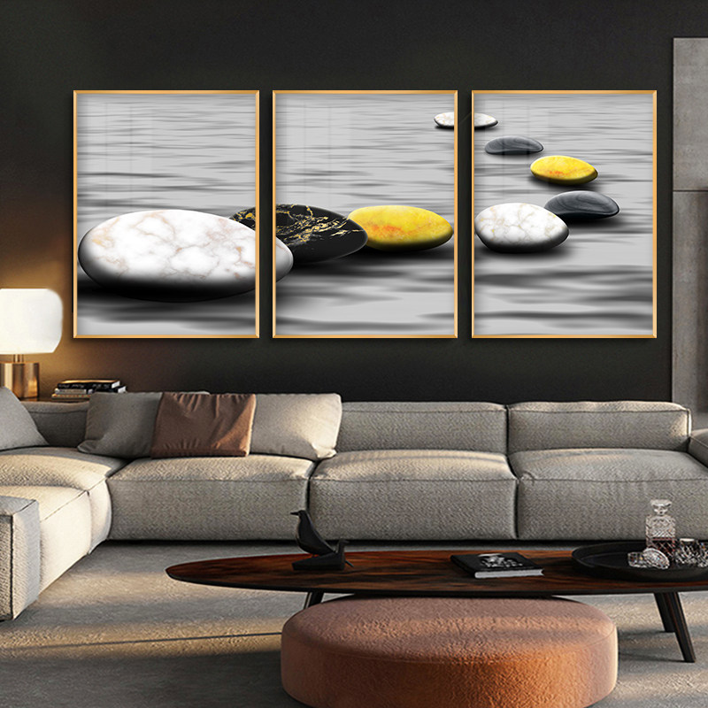 轻奢大气客厅装饰画现代简约沙发背景墙三联画晶瓷画酒杯餐厅挂画