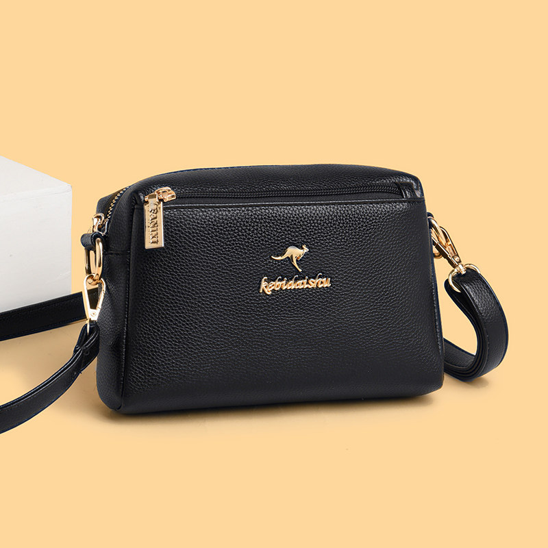 芭藜斜挎单肩软皮多层包多层时尚妈妈休闲袋鼠包休闲女士包袋