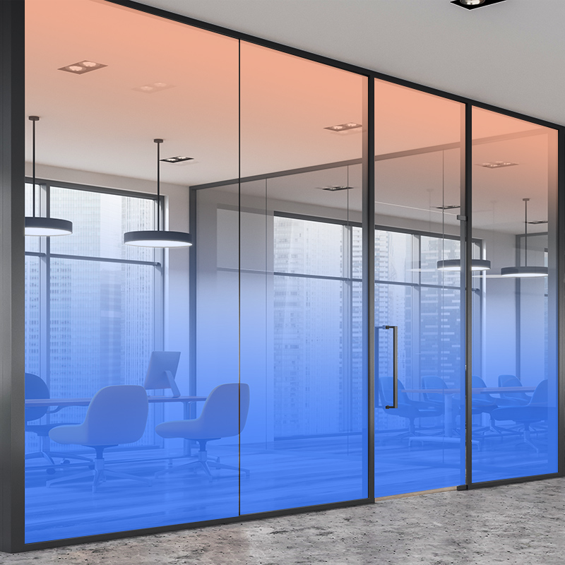 uv白色渐变透明玻璃贴膜办公室隔断静电教育机构瓷砖