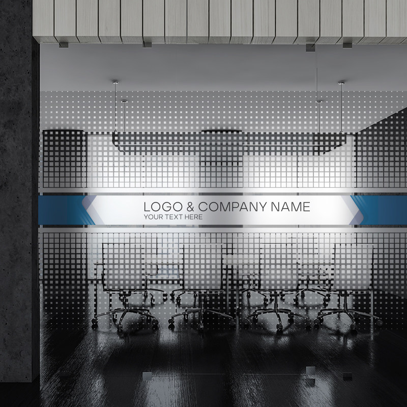 贴纸定制办公室玻璃腰线防撞透明渐变uv磨砂瓷砖