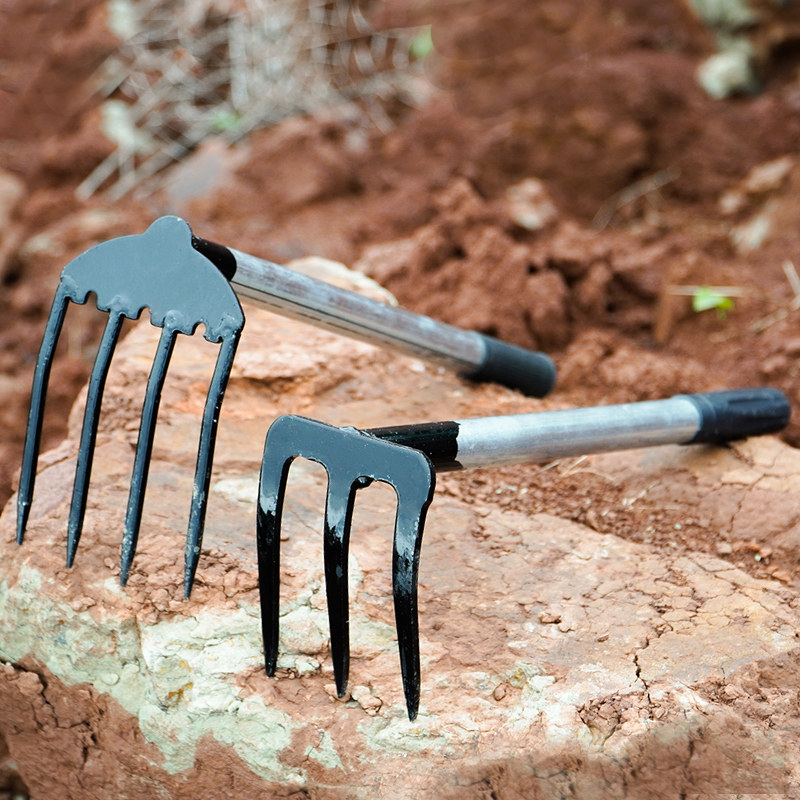 钉耙耙子农具农用工具铁爪松土种地搂扒草小耙子