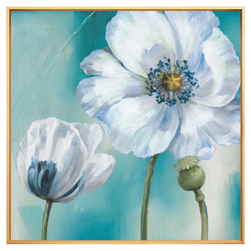 现代简约手绘花卉油画客厅装饰画玄关过道走廊壁画油画