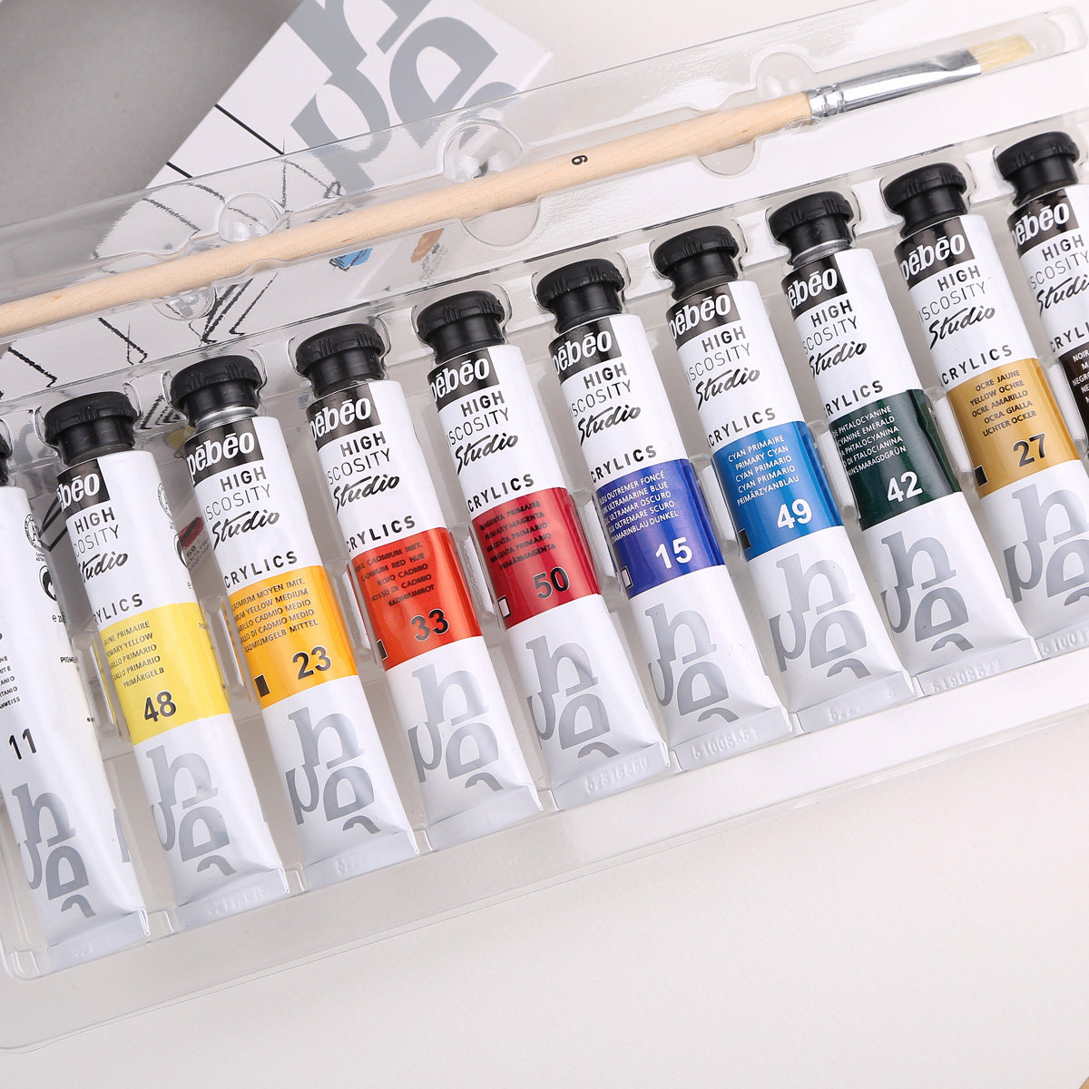 法国贝碧欧pebeo丙烯颜料套装20色装20ml1支画笔丙烯颜料