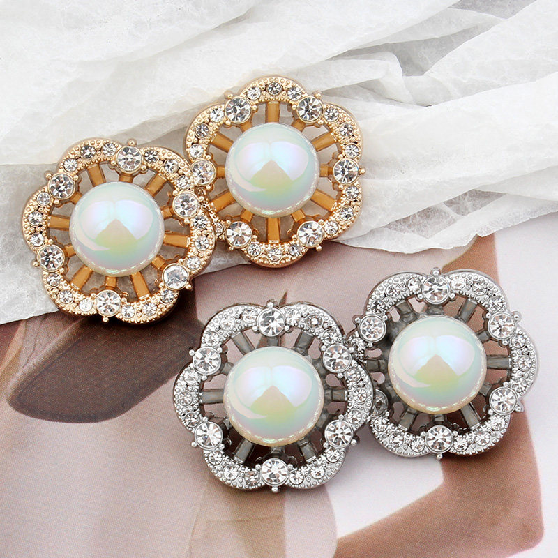 金属纽扣羊绒大衣高档女扣珍珠小香风镶钻钻石纽扣