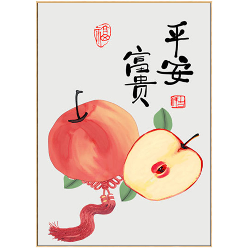 中式新中式国风挂画墙面饭厅美好寓意三联画中现代装饰画