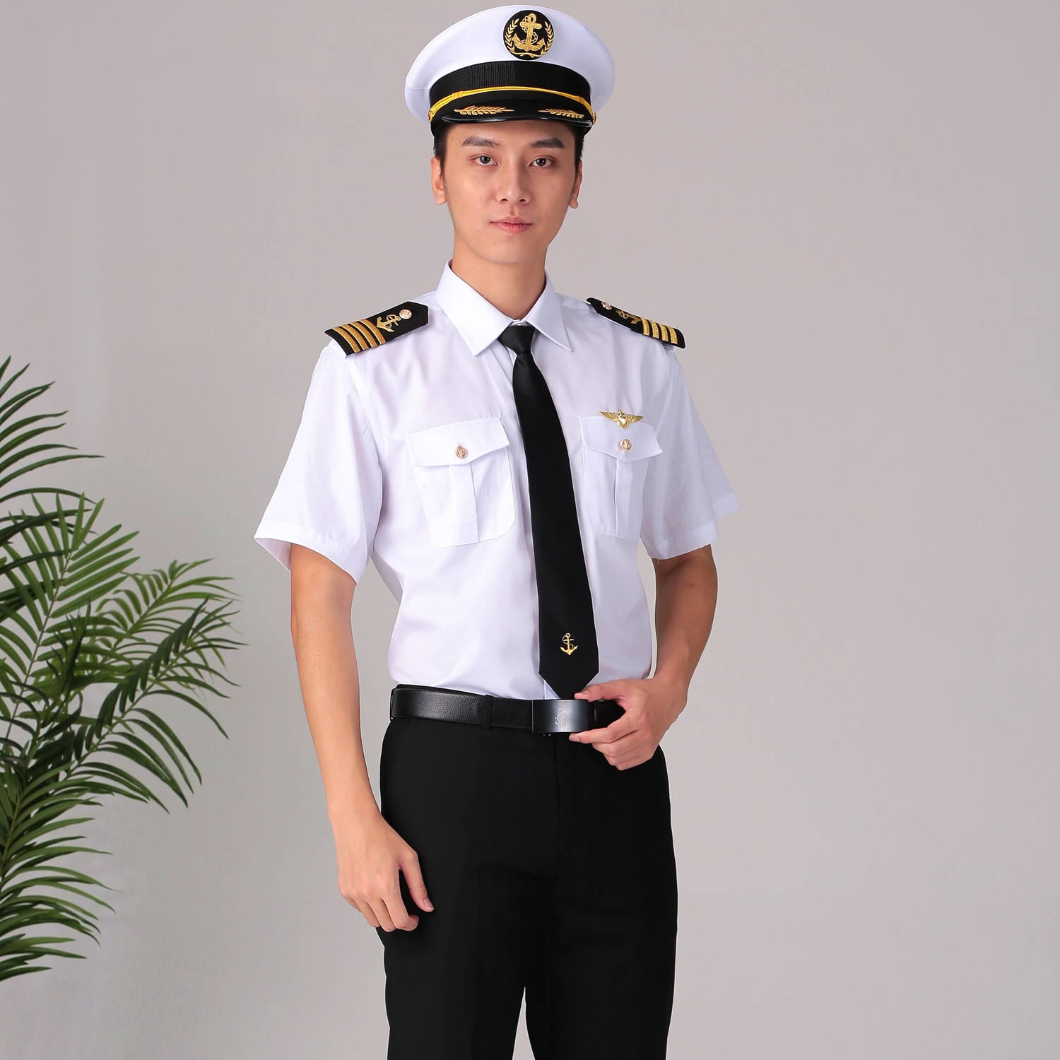 航运海员船长白色制服邮艇邮轮水手工作服轮机工装制服