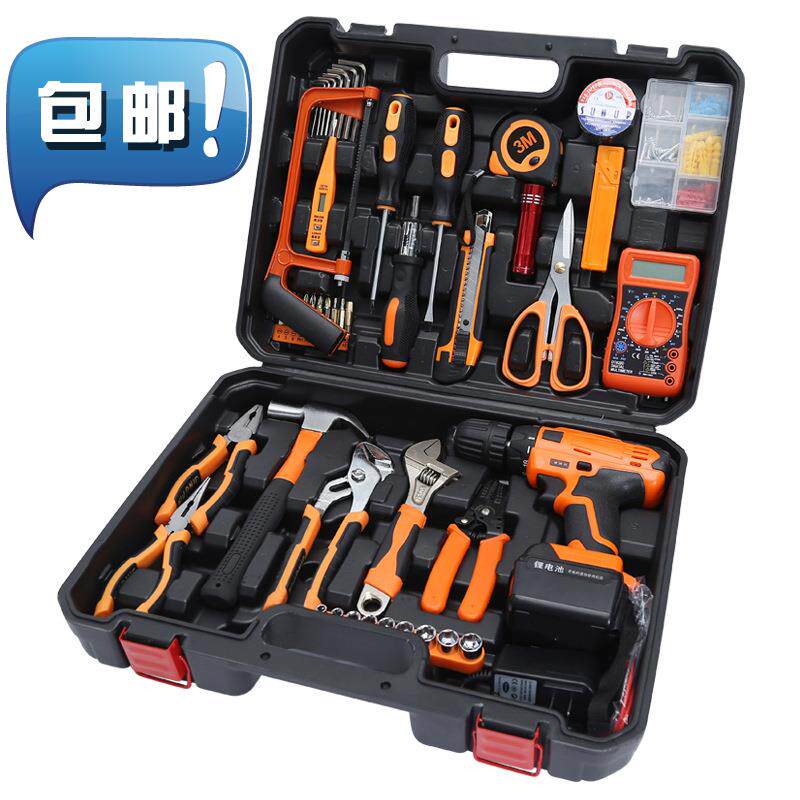 新款五金工具锂电冲击电钻套装维修维修工工具箱组合其它电动工具