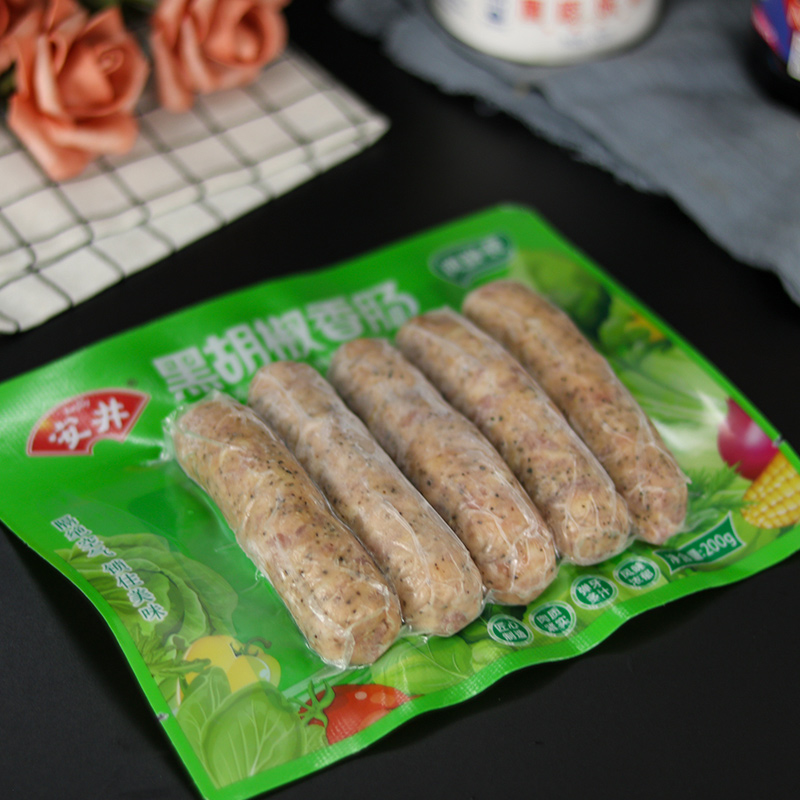 安井锁鲜黑胡椒原味香肠200g纯肉地道烤肠5支香肠