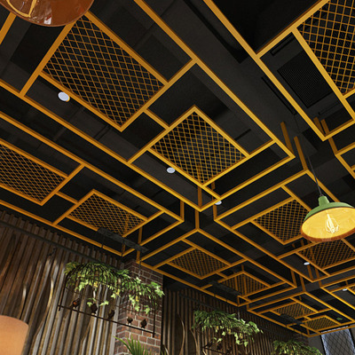 铁艺吊顶小孔菱形网片网格工业风小格餐厅屏风隔断背景墙铁网定做