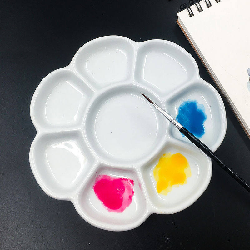 景德镇陶瓷调色盘美术水粉水彩国画颜料盘白瓷盘调色调色盘