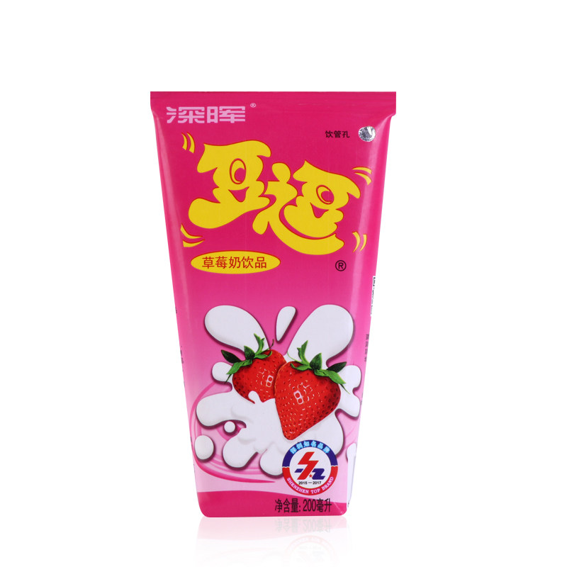 深晖豆逗奶草莓味200ml*16盒整箱包邮儿童早餐草莓奶饮料学生