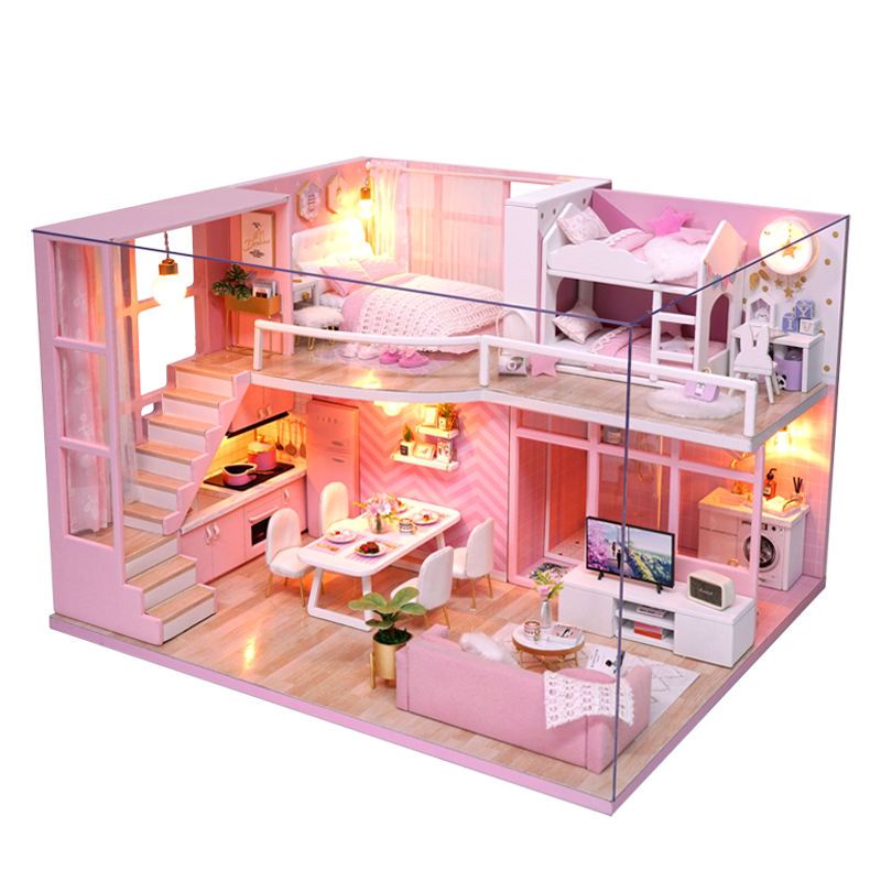diy小屋手工制作小房子别墅迷你家具3d立体模型公主创意儿童玩具 - 贝