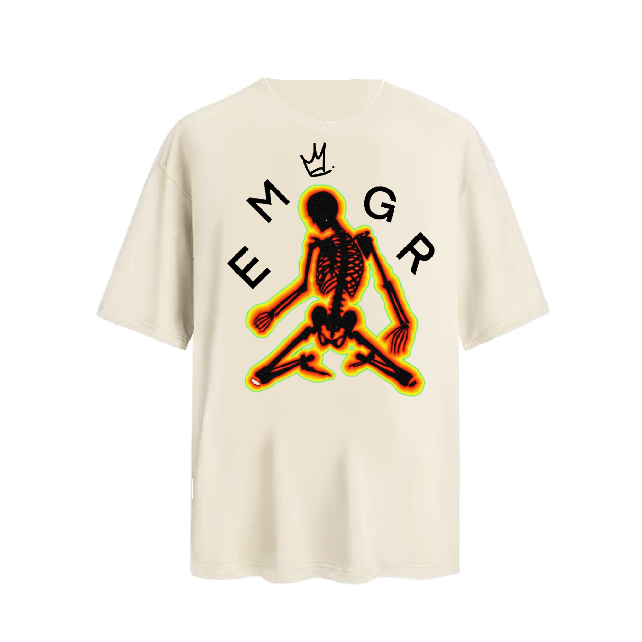 emotionalgarbageemgr2022ss涂鸦骷髅米白发泡短袖无性别t恤