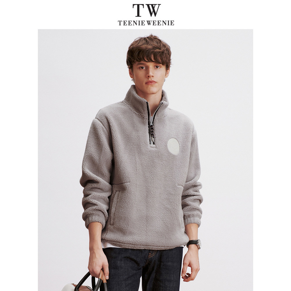 teenieweenie小熊男装羊羔绒卫衣男2023秋季新款休闲卫衣