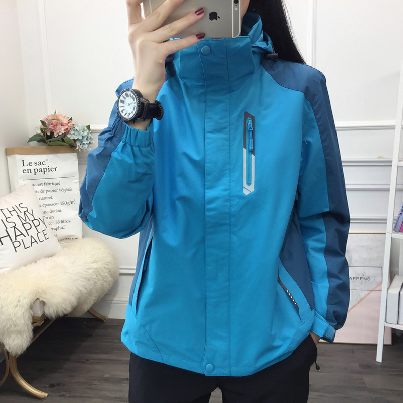 冲锋衣女潮牌韩国三合一可拆卸秋冬加绒加厚定制户外服装防风外套