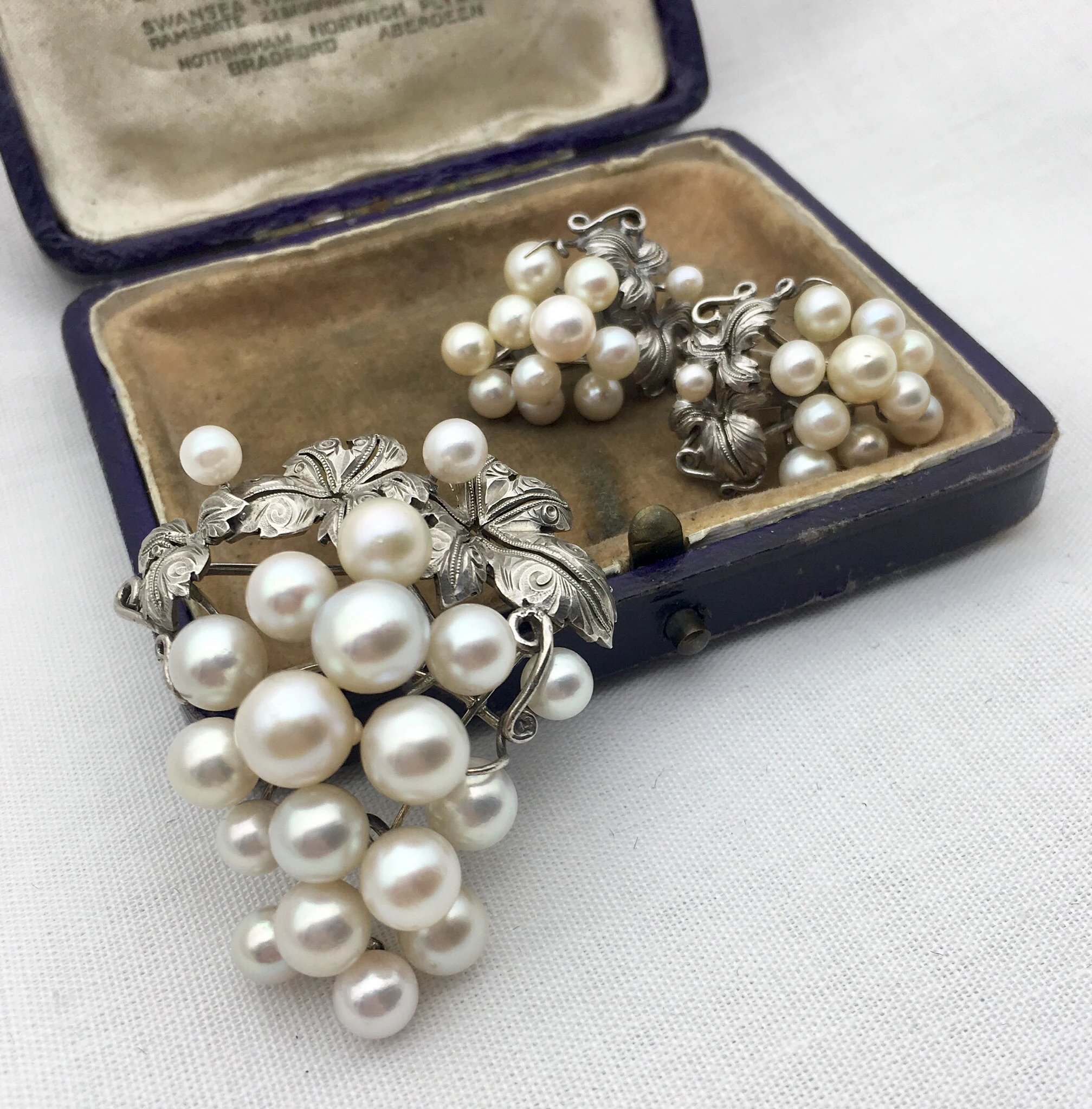 近现代美国mikimoto御木本葡萄葡萄藤藤蔓珍珠胸针耳钉其他