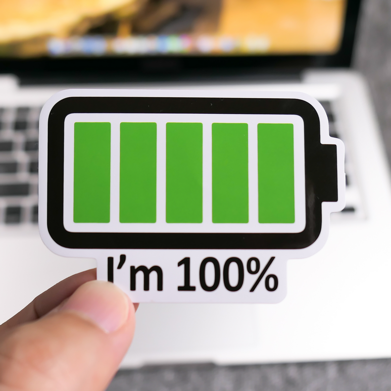 艺贴充满能量电量100%行李箱笔记本电脑平板手机冰箱笔记本个性小贴纸