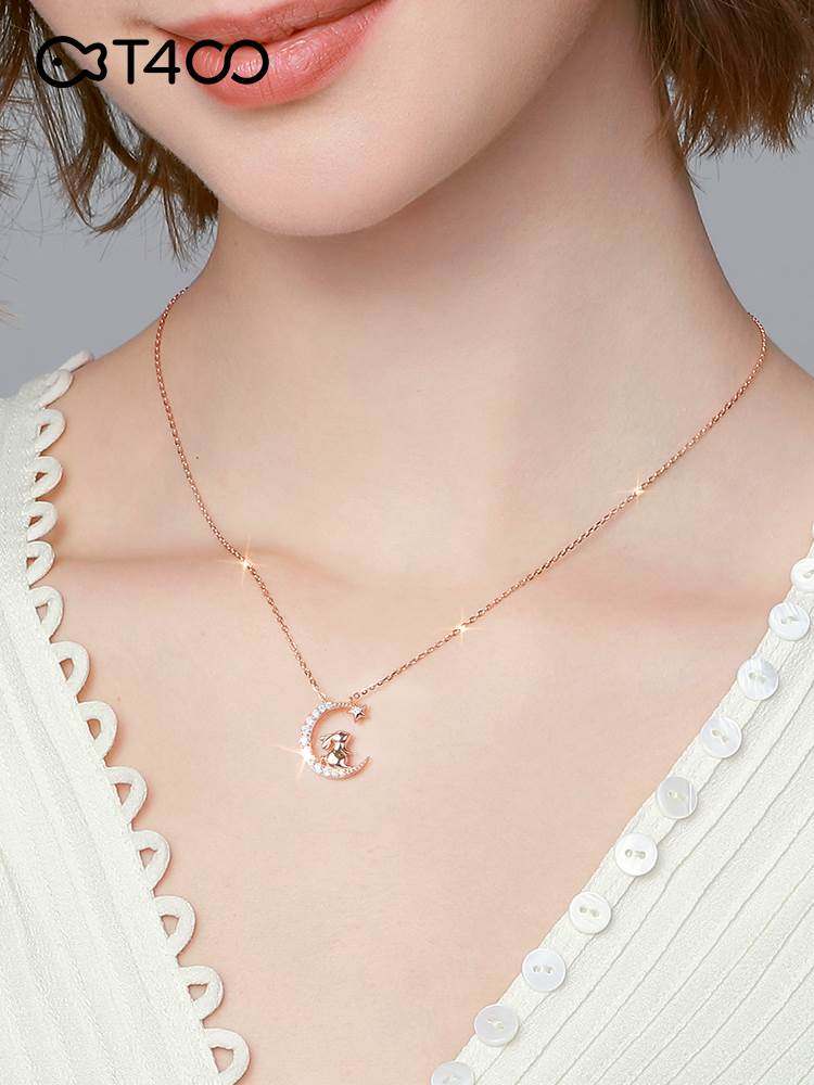 t400月亮兔子项链2022年新款颈链轻奢小众高级项链