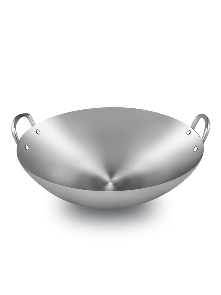 不锈钢炒锅不粘锅双耳加厚饭店涂层燃气灶适用家用炒锅