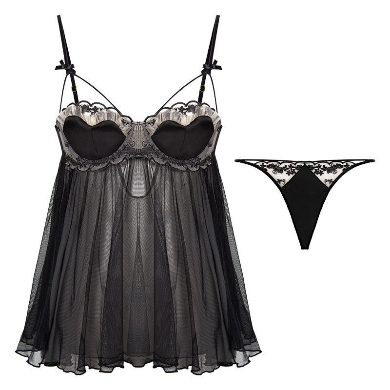 睡裙性感睡衣情绪器网秋季吊带透视透明全透睡裙