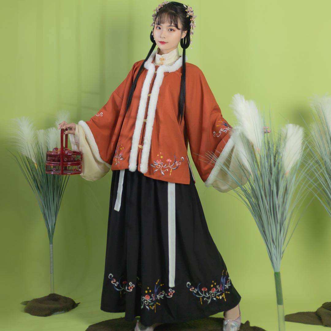 鹿青汉服女刺绣对襟立领半臂短袄方明制苏原创蝶飞汉服