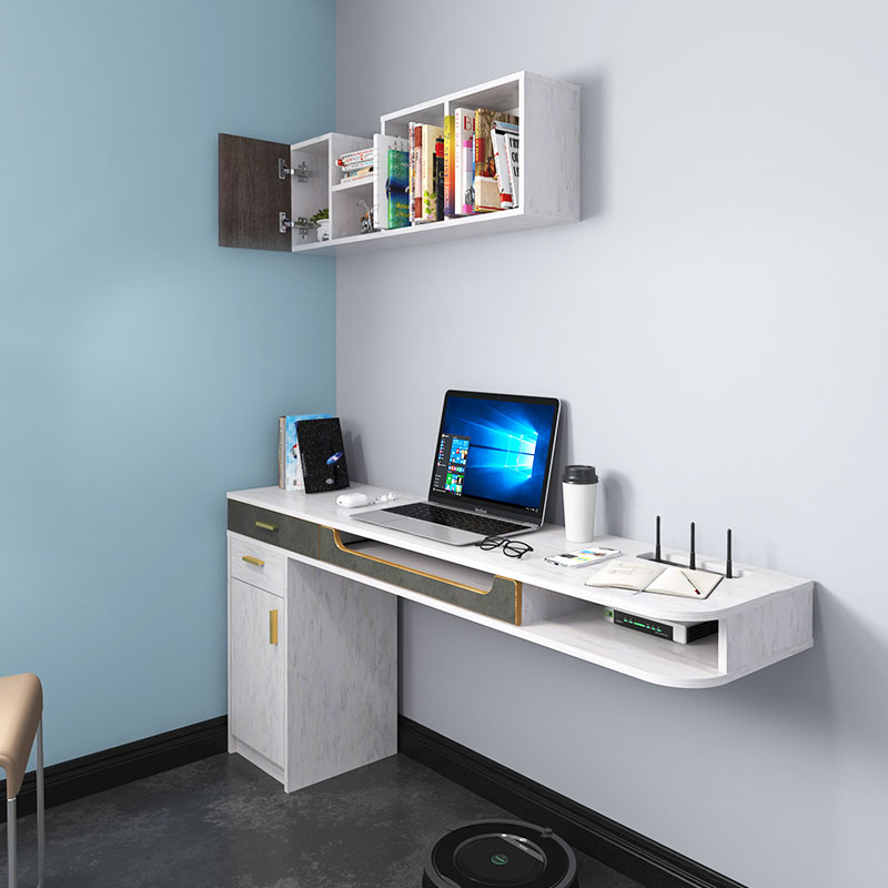 简约现代卧室墙角电脑桌壁挂式墙上书桌书柜省空间电脑桌