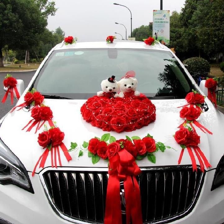 结婚副车装饰拉花婚车新款2020新娘布置玫瑰婚车鲜花