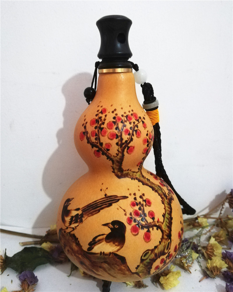 收藏彩绘装水天然酒葫芦蜂蜡防渗随身烙画墨刻酒壶手工艺品摆件