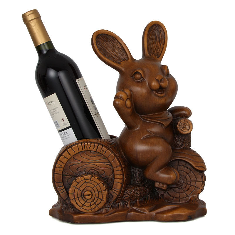 酒瓶可爱可爱兔兔子红酒摆件客厅酒柜装饰美式红酒架