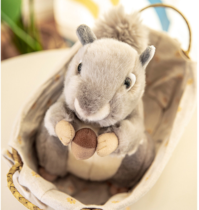 可爱小松鼠公仔毛绒玩具仿真松鼠玩偶布娃娃儿童儿童车毛绒布艺类玩具