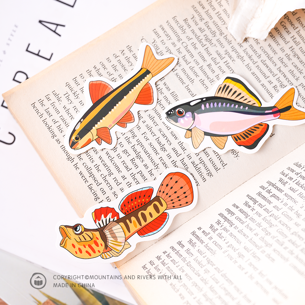 山川风物身边小鱼自然科普原创书签手账金鱼书签