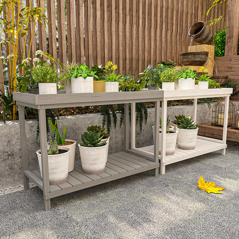 防腐花架子户外花台露台双层多肉置物架阳台大容量花架