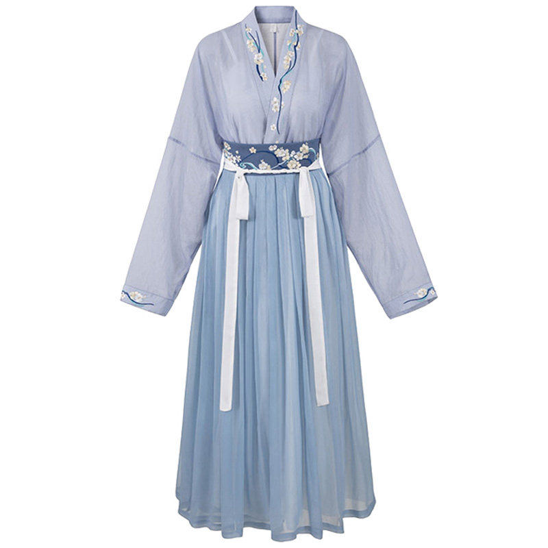 十三余小豆蔻儿[野芳幽香]对襟刺绣褶裙日常汉服女春夏款灵动飘逸