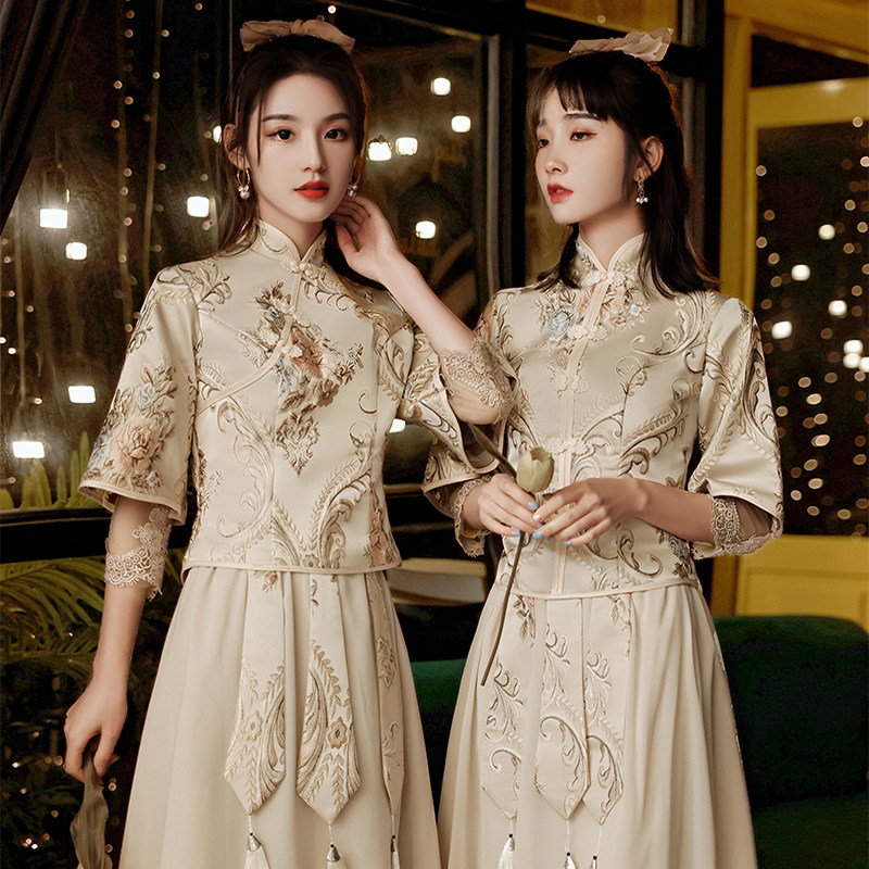 出租伴娘2021新款春夏季中式复古古风秀禾姐妹礼服