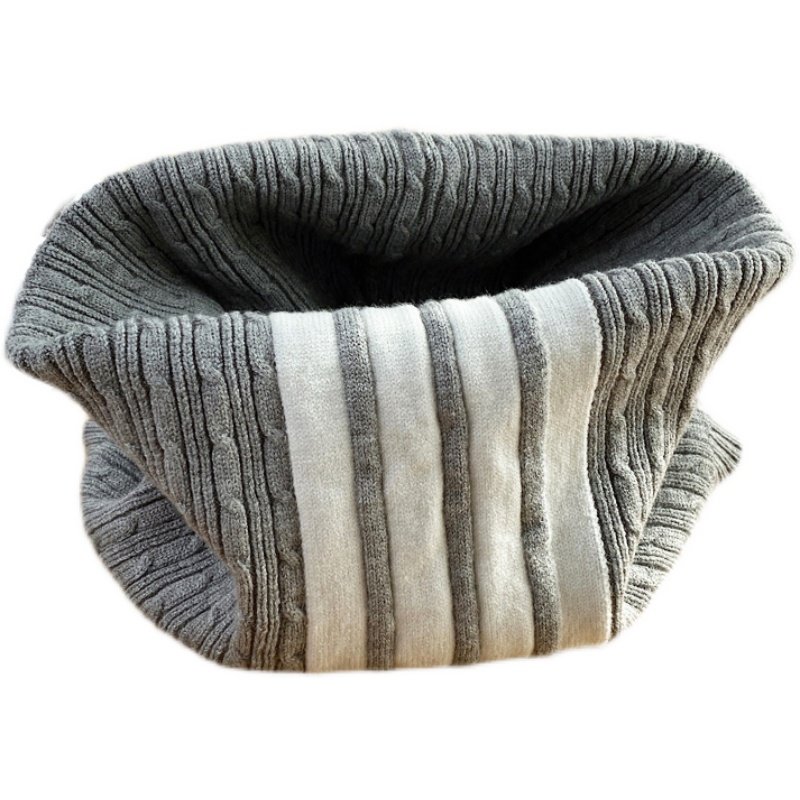 围巾围脖tb外贸四条帽子两用一圈黑色针织围巾