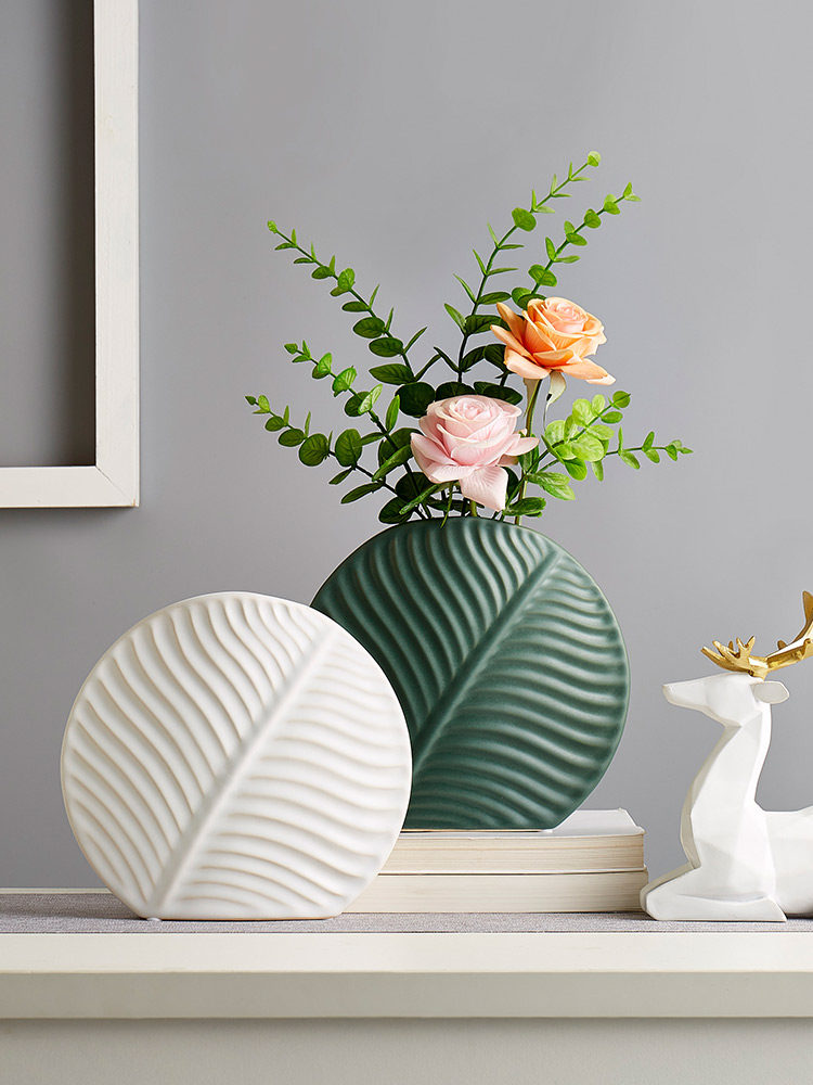 莫兰现代装饰品陶瓷简约花瓶北欧迪色客厅餐桌摆件