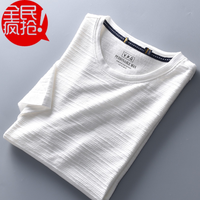 出口原单捡漏 夏季新款百搭圆领短袖上衣竹节棉尾单外贸剪标t桖男