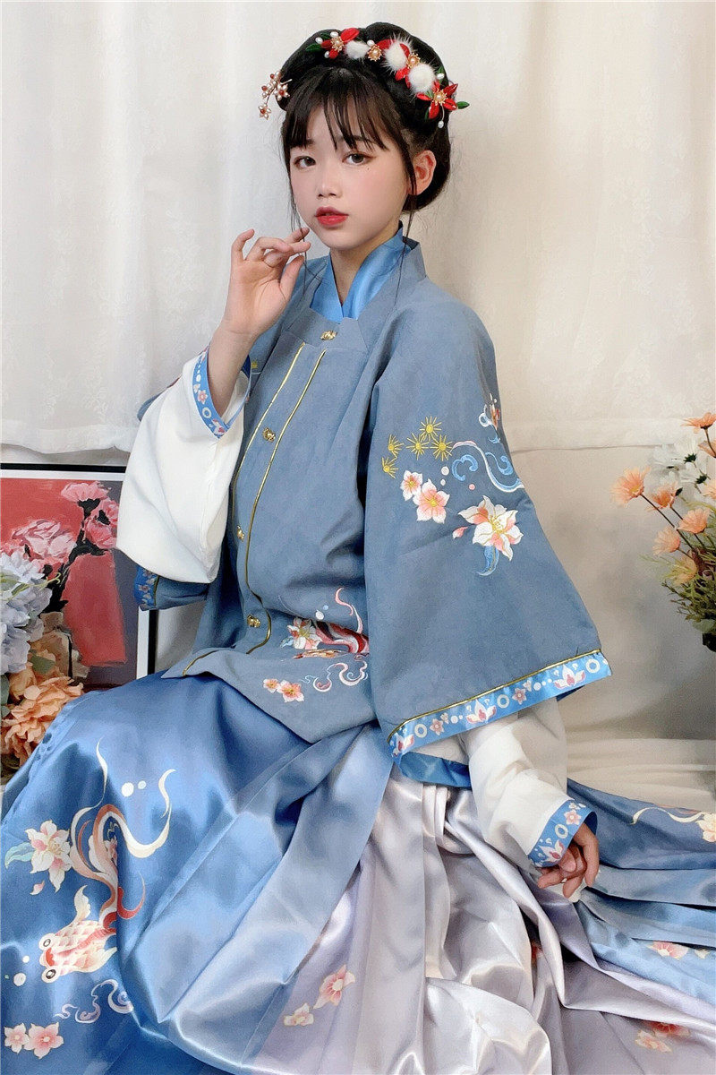 汉衣冠华金鳞跃汉服女原创正品交领短袄方半袖汉服