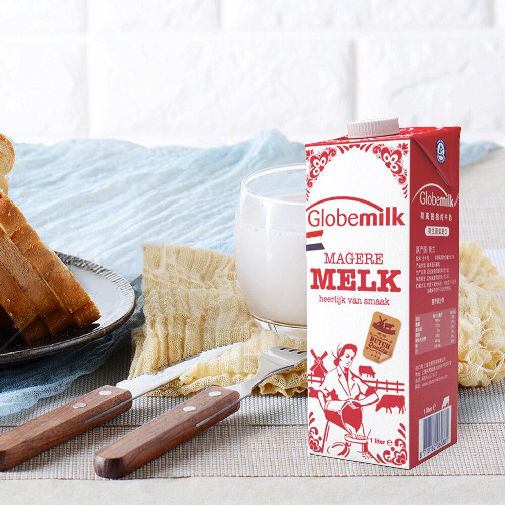 荷兰原装进口荷高脱脂牛奶1l*6盒3.7%优乳蛋白
