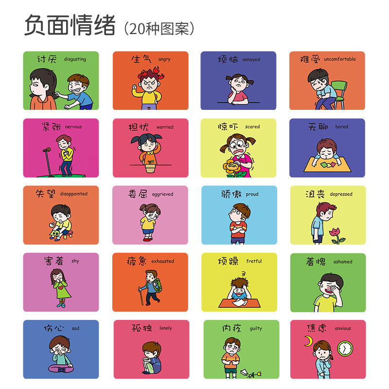 宝宝英语启蒙训练卡早教情绪闪卡