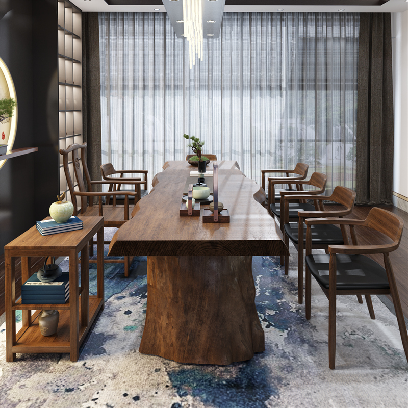 实木简约客厅办公室功夫茶大板禅意组合茶几