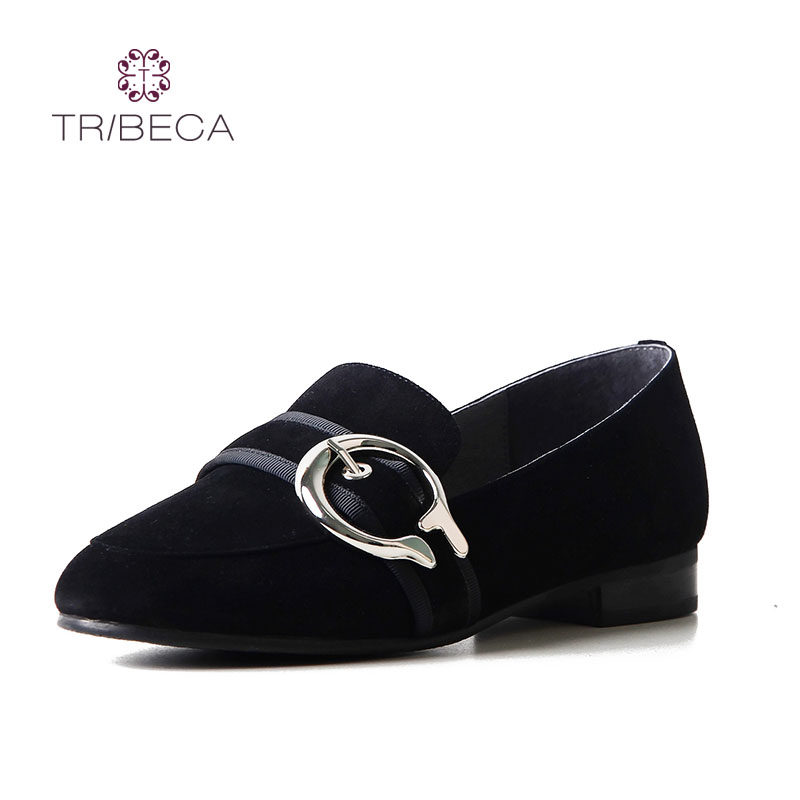 tribeca翠贝卡8v61172a新款时尚金属配饰磨砂羊皮单鞋女单鞋