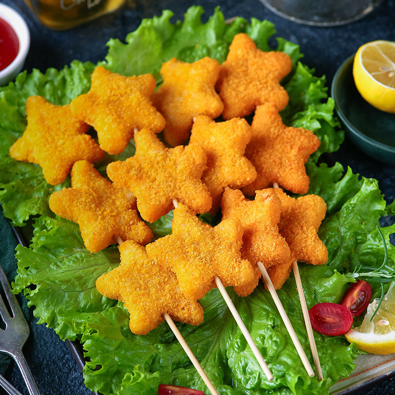 星星鸡块1000g冷冻半成品油炸小吃炸鸡排裹粉鸡米鸡肉丸